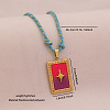 304 Stainless Steel Enamel Rectangle Medal with Star Pendnat Necklaces FS-WGFFC06-03-1