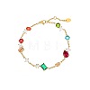 Elegant European Stainless Steel Pave Colorful Cubic Zirconia Link Bracelets for Women PD8073-1-1