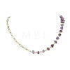 Handmade Natural Amethyst Chip Beads & 304 Stainless Steel Paperclip Chain Necklaces NJEW-JN05499-01-3