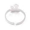 Non-Tarnish Kittens and Puppies 304 Stainless Steel Cuff Ring for Women LS-RJEW-B035-09P-3