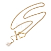 Adjustable Plastic Imitation Pearl Teardrop Tassel 304 Stainless Steel Heart OT Clasps Lariat Necklaces for Women SA-CBA364C-01G-2