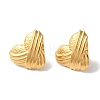 Stripe Heart Ion Plating(IP) 304 Stainless Steel Stud Earrings for Women EJEW-L287-028G-1
