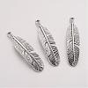 Tibetan Style Alloy Feather Pendants TIBEP-Q043-326-RS-2