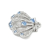 Brass Pave Light Sky Blue and Clear Cubic Zirconia Sea Animal Connector Charms X-KK-M326-07A-P-2