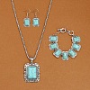 Rectangle Alloy with Synthetic Turquoise Pendant Necklaces & Dangle Earrings & Link Bracelets Sets WGD1135-14-1