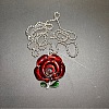 Gothic Style Alloy Enamel Red Rose Flower Vintage Pendant Necklaces for Women GR0561-3