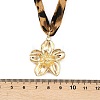 Alloy Flower Pendant 2-Strand Leopard Print Polyester Cord Necklaces for Women NJEW-A066-05G-5