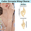 10Pcs Brass Micro Pave Cubic Zirconia Pendants ZIRC-BBC0003-79G-2
