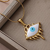 Vintage 304 Stainless Steel Gothic White Evil Eye Pendant Necklaces NA1572-4