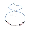 Faceted Round Natural Black Agate & Sodalite & Rose Quartz & Quartz Crystal Braided Bead Bracelets BJEW-F493-09G-02-2