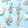 4Pcs 4 Styles Acrylic Starfish Conch Shell & Glass Pearl Pendant Decoration HJEW-JM03877-1