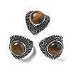 Natural Tiger Eye Adjustable Rings RJEW-I108-03AS-14-4