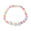 Flower Acrylic & ABS Plastic Imitation Pearl Beads Stretch Bracelets for Women BJEW-JB12908-2