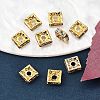 Brass Rhinestone Spacer Beads X-RB-A013-6x6-01G-3
