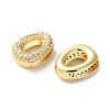 Rack Plating Brass Micro Pave Cubic Zirconia Slide Charms KK-C084-34G-O-2