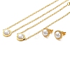 Flat Round Plastic Imitation Pearl Pendant Necklaces & Bracelets & Stud Earrings Sets SJEW-C004-02G-2
