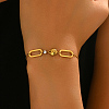 Stainless Steel Pave Clear Cubic Zirconia Heart and Oval Geometric Link Women's Bracelets for Daily Wear ZA8263-3