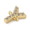 Brass Micro Pave Clear Cubic Zirconia Letter Links Connector Charms KK-I382-07G-Y-2