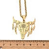 Punk Style 304 Stainless Steel Laser Cut Cattle Head Pendant Box Chain Necklaces for Women Men NJEW-E156-04G-5