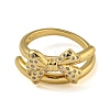 Bowknot Brass Micro Pave Clear Cubic Zirconia Double Rings RJEW-Z050-26G-3