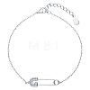 Anti-Tarnish Rhodium Plated 925 Sterling Silver Paperclip Link Bracelets for ZN7381-1