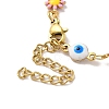 304 Stainless Steel Enamel Daisy Evil Eye Link Chain Bracelets for Women BJEW-B079-03G-3