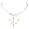 Round Natural Quartz Crystal & Glass Graduated Beaded Tassel Necklaces with Brass Cable Chains for Women NJEW-TA00236-4