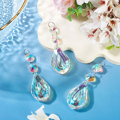 3Pcs Crystal Glass Hanging Sun Catcher AJEW-TADJ0001-08D-1