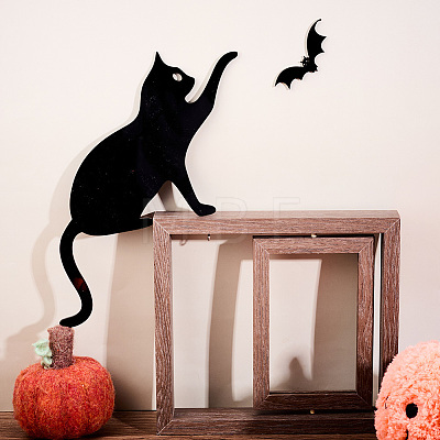 Cat & Bat Acrylic Door Topper AJEW-WH0596-009-1