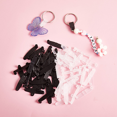 100Pcs 2 Colors Plastic Badge Strap Clip Carabiner Keychain Key Chain Connector Plastic Keychain Clip for Card Holder JX292A-1