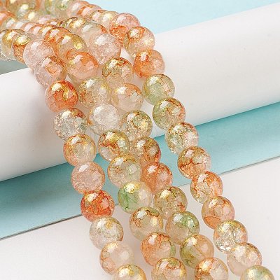 Baking Painted Crackle Glass Bead Strands X1-DGLA-R053-03B-1