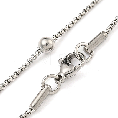 Non-Tarnish 304 Stainless Steel Box Chain Round Link Necklaces NJEW-P315-02A-P-1