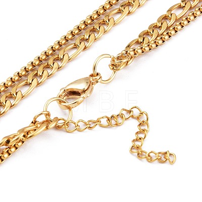 304 Stainless Steel Double Layer Necklaces NJEW-M181-24G-1
