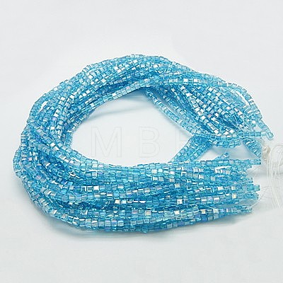 Electroplate Glass Beads Strands EGLA-D018-8x8mm-41-1