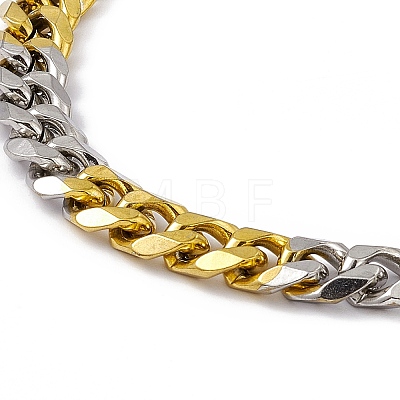 Two Tone Vacuum Plating 201 Stainless Steel Curb Chain Bracelet with 304 Stainless Steel Clasps for Men Women BJEW-M235-02C-GP-1