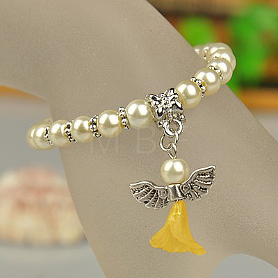 Lovely Wedding Dress Angel Bracelets for Kids BJEW-JB00727-11-1