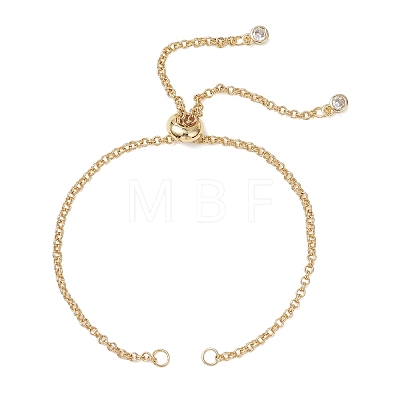 Brass Double Ring Link Chain Slider Bracelet Making AJEW-JB01508-1