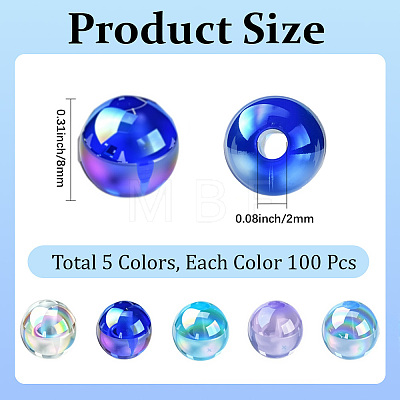 5 Colors Transparent Acrylic Beads MACR-PA0001-03B-01-1