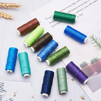 12Rolls 12 Colors Waxed Polyester Cord YC-SZ0001-03D-1