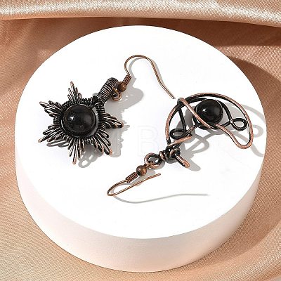 Natural Obsidian Dangle Earrings G-H359-07R-08-1