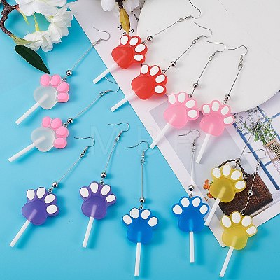 DIY Paw Print Lollipop Drop Earring Making Kit DIY-SZ0007-20-1