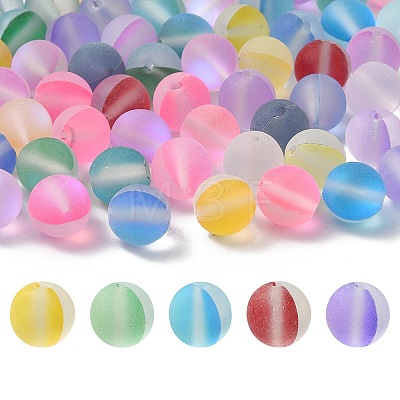 Transparent Frosted Glass Beads FGLA-YW0001-02B-1