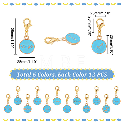  6 Sets 6 Colors Alloy Enamel Pendants Decoration HJEW-PH0001-66-1