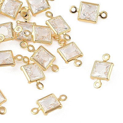 SHEGRACE Brass Pave Cubic Zirconia Square Connector Charms XGRQ2O831-440A-G-1