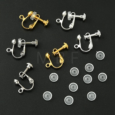 12Pcs 3 Colors Brass Screw On Clip-on Earring Findings KK-FS0001-29-1