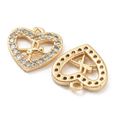 Brass Micro Cubic Zirconia Charms KK-Q789-28G-1