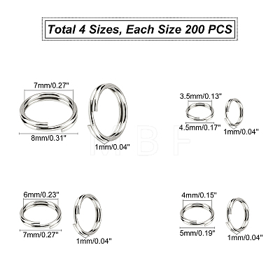 Unicraftale 304 Stainless Steel Split Rings STAS-UN0006-83P-1
