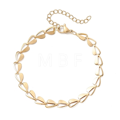 2Pcs 2 Colors 304 Stainless Steel Heart Link Chain Bracelets for Women BJEW-JB13368-1