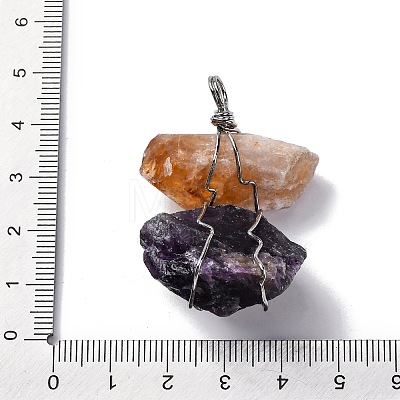 Natural Yellow Quartz & Amethyst Nuggets Big Pendants G-K338-43P-01-1