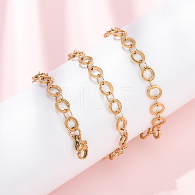 304 Stainless Steel 6MM Ring Link Chain Necklaces NJEW-P343-01A-G-1